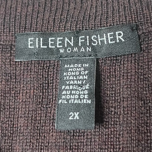 EILEEN FISHER 100% Extra Fine Merino Wool Ribbed Knit Purple Brown Pencil Skirt - Picture 4 of 6